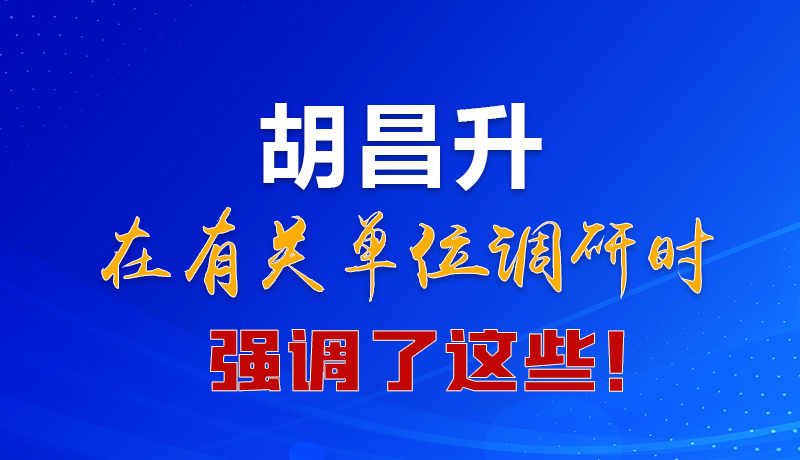 圖解|胡昌升在有關單位調研時強調了這些！