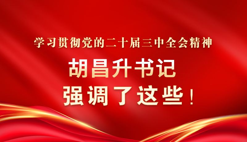 圖解|學(xué)習(xí)貫徹黨的二十屆三中全會(huì)精神 胡昌升書記強(qiáng)調(diào)了這些！