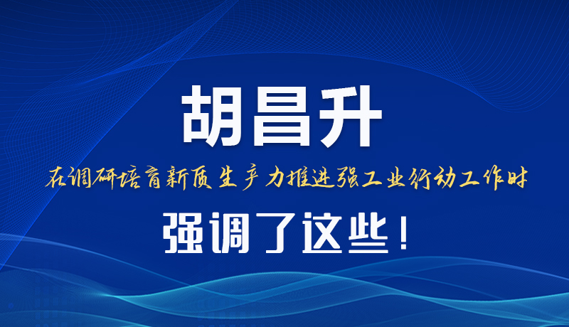 圖解|胡昌升在調(diào)研培育新質(zhì)生產(chǎn)力推進(jìn)強工業(yè)行動工作時強調(diào)了這些！